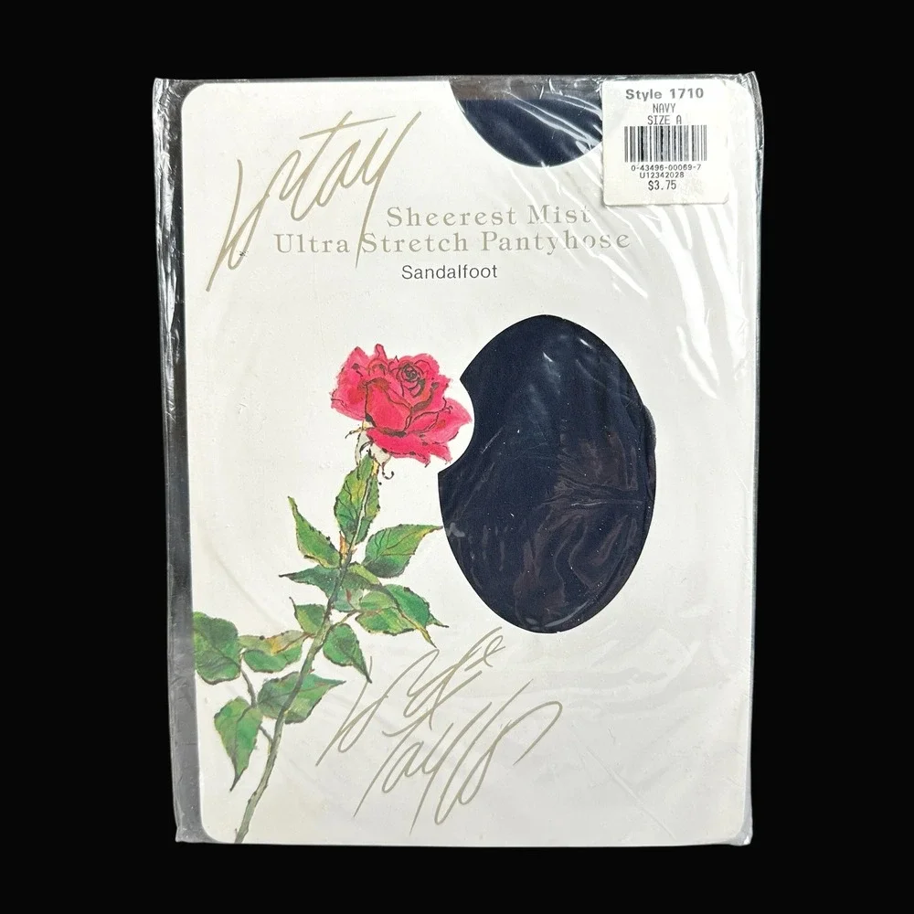 Vintage Lord & Taylor Sheerest‎ Mist Pantyhose Navy Blue Style 1710 Size A USA